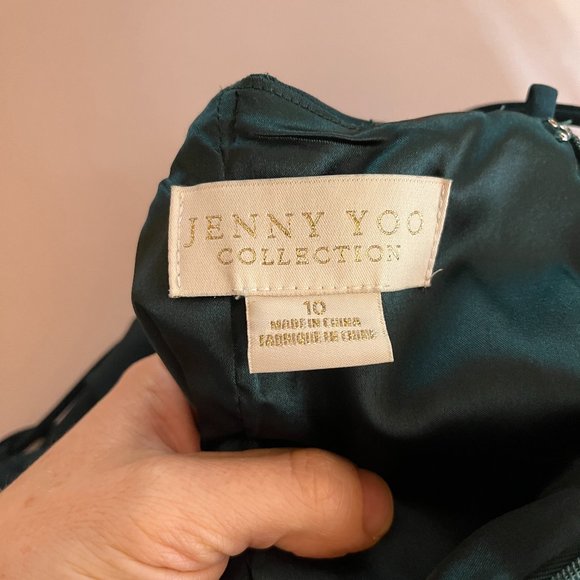 Jenny Yoo Collection Size 10 Green Dress Gown Strappy Tie Back - Picture 2 of 11